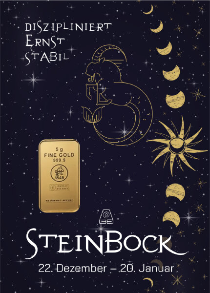 Geschenkbarren "Sternzeichen Steinbock" - 5 Gramm Goldbarren