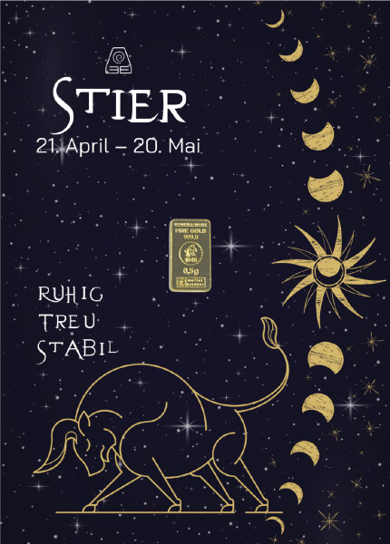 Geschenkbarren "Sternzeichen Stier"  - 0,5 Gramm Goldbarren
