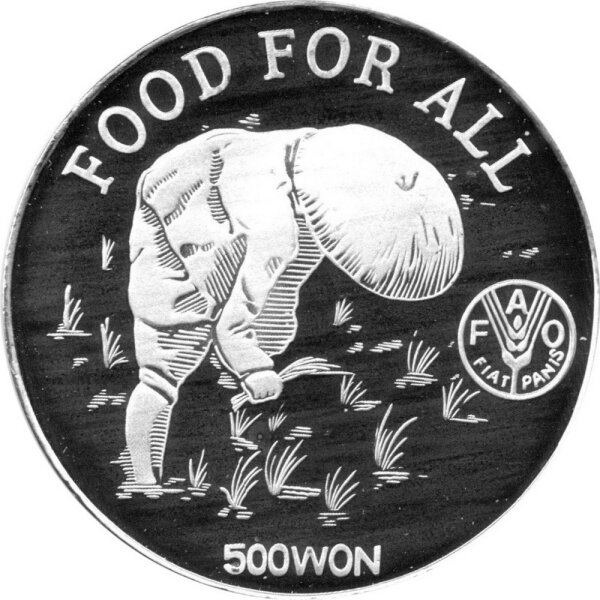 Nordkorea 500 Won 1988 - F.A.O. "Reisbauer" - Silber PP
