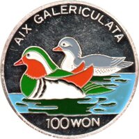 Nordkorea 100 Won 1995 - Mandarin-Enten - Silber PP...