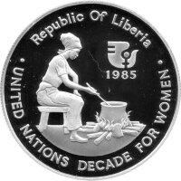 Liberia 10 Dollars 1985 - UNO-Dekade der Frau - Silber PP