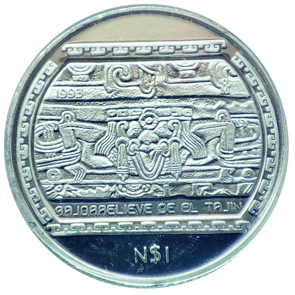 Mexiko 1 Peso 1993 - Bajorrelieve de El Tajin - 1/4 oz Silber PP