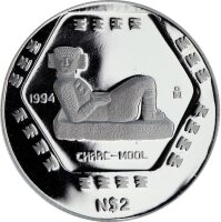 Mexiko 2 Pesos 1994 - Chaac Mool  - 1/2 oz Silber PP