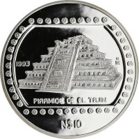 Mexiko 10 Pesos 1993 Pyramide von Tajin 5 oz Silber -...