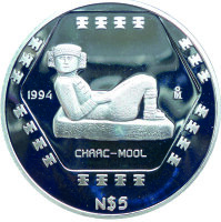 Mexiko 5 Pesos 1994 - Chaac Mool - 1 oz Silber PP