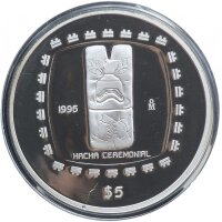 Mexiko 5 Pesos 1996 - Hacha Ceremonial - 1 oz Silber PP
