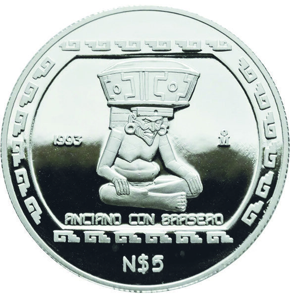 Mexiko 5 Pesos 1993 - Anciano Con Brasero - 1 oz Silber PP