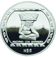Mexiko 5 Pesos 1993 - Anciano Con Brasero - 1 oz Silber PP