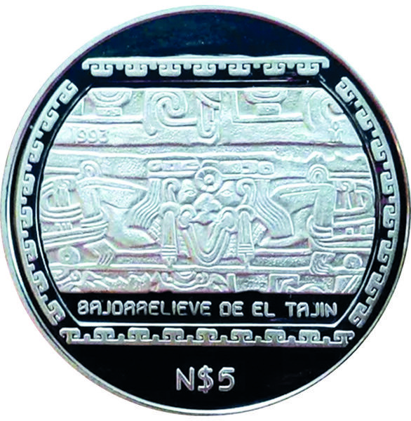Mexiko 5 Pesos 1993 - Bajorrelieve de el Tajin - 1 oz Silber PP