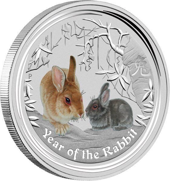 Australien Lunar II 2011 Jahr des Hasen 1/2 oz Silber I Coloriert