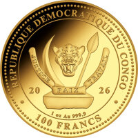 Kongo World´s Wildlife 8. Ausgabe 2026 Hai 1 oz Gold