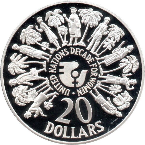 Belize 20 Dollars 1985 - UNO-Dekade der Frau - Silber PP