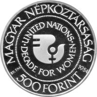 Ungarn 500 Forint 1984 - UNO-Dekade der Frau - Silber PP