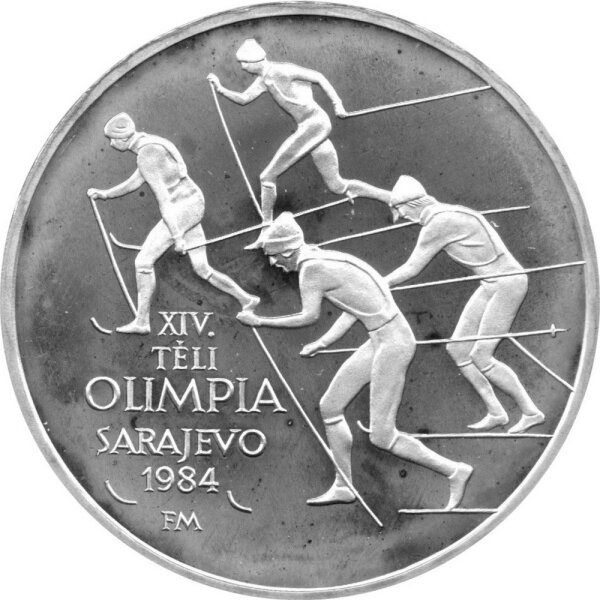 Ungarn 500 Forint 1984 - XIV. Olympische Winterspiele 1984 in Sarajevo "Skilanglauf" - Silber PP