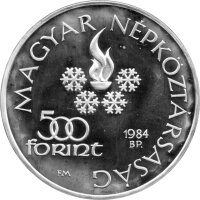 Ungarn 500 Forint 1984 - XIV. Olympische Winterspiele 1984 in Sarajevo "Skilanglauf" - Silber PP