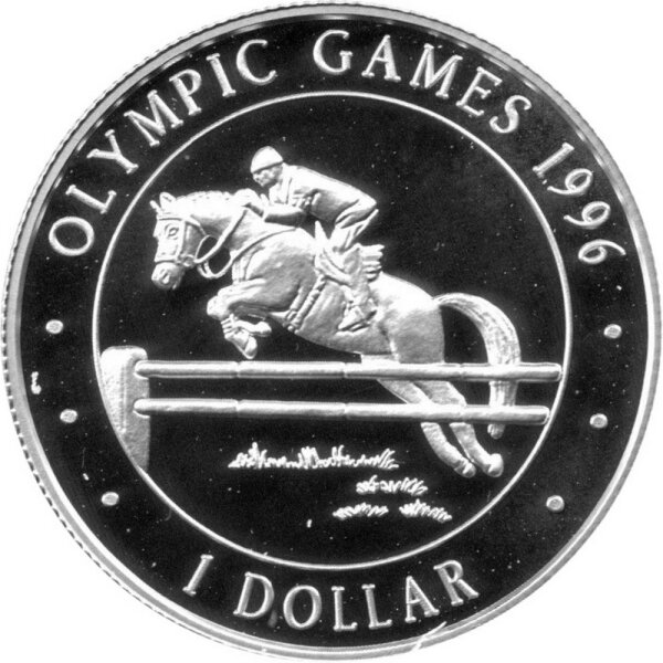Cook Islands 1 Dollar 1996 - XXVI. Olympische Sommerspiele 1996 in Atlanta "Springreiten" - Silber PP