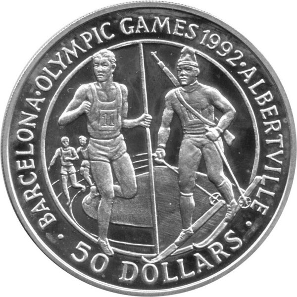 Cook Islands 50 Dollars 1989 - XVI. Olympische Winterspiele 1992 in Albertville - Silber PP
