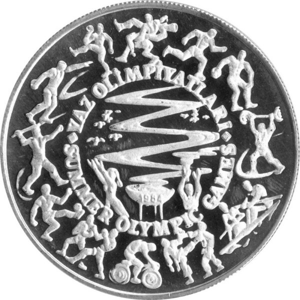Türkei 5.000 Lira 1984 - XXIII. Olympische Sommerspiele 1984 in Los Angeles "Sportarten und Olympisches Feuer" - Silber PP