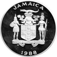 Jamaica 100 Dollar 1988 - XXIV. Olympische Sommerspiele 1988 in Seoul "Zwei Läufer" - Silber PP