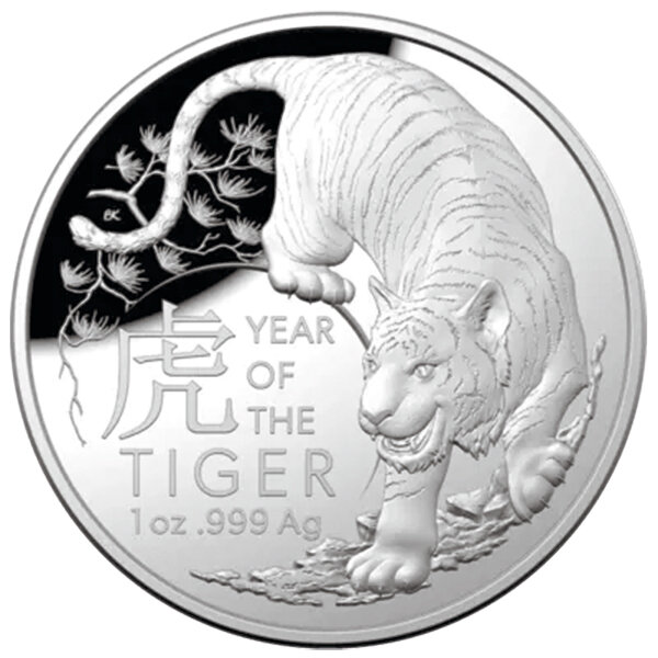 Australien RAM Lunar 2022 Jahr des Tigers 1 oz Silber | Gewölbte Prägung I Polierte Platte