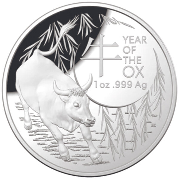 Australien RAM Lunar 2021 Jahr des Ochsen 1 oz Silber | Gewölbte Prägung I Polierte Platte