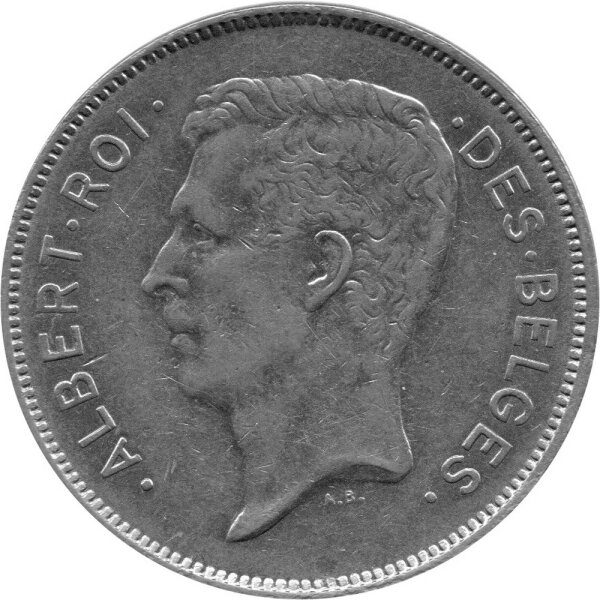 Belgien 20 Francs / 4 Belgas 1932 - König Albert I. - Nickel