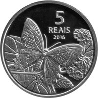 Brasilien 5 Reais 2016 - XXXI. Olympische Sommerspiele 2016 in Rio de Janero "Radsport und Strandfalter" - Silber PP