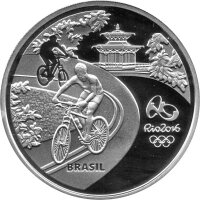 Brasilien 5 Reais 2016 - XXXI. Olympische Sommerspiele 2016 in Rio de Janero "Radsport und Strandfalter" - Silber PP