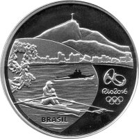 Brasilien 5 Reais 2016 - XXXI. Olympische Sommerspiele 2016 in Rio de Janero "Rudern und Pau-Brasil-Baum" - Silber PP