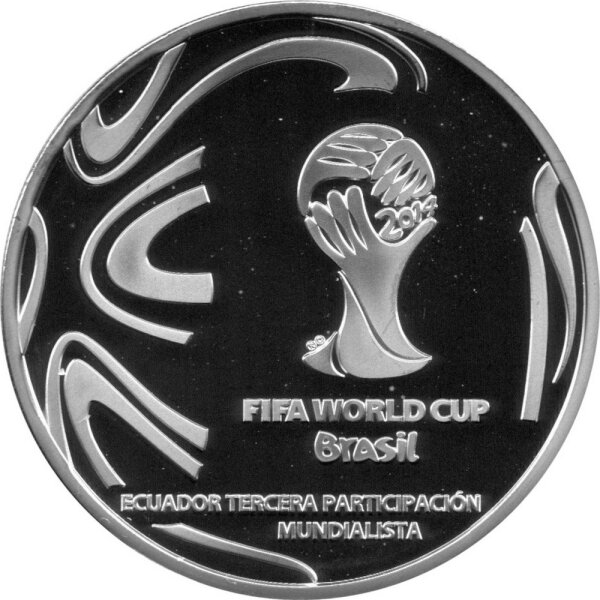 Ecuador 1 Sucre 2014 - XX. Fußball-WM 2014 in Brasilien "Pokal" - Silber PP