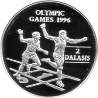 Gambia 2 Dalasis 1996 - XXVI. Olympische Sommerspiele 1996 in Atlanta "Läufer" - Silber PP