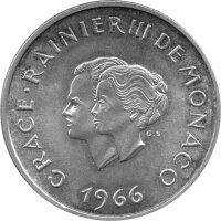 Monaco 10 Francs 1966 - 10. Jahrestag der Eheschließung - Silber