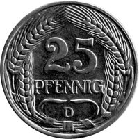 J.018 Kaiserreich 25 Pfennig 1909 - 1912 - Kursmünze...