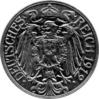 J.018 Kaiserreich 25 Pfennig 1909 - 1912 - Kursmünze - Nickel - ss