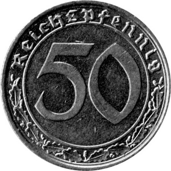 J.365 III. Reich 50 Pfennig 1938-1939 "Umlaufmünze" - Nickel ss-vz