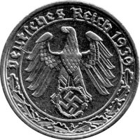 J.365 III. Reich 50 Pfennig 1938-1939 "Umlaufmünze" - Nickel ss-vz