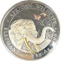 Somalia Elefant 2018 1000 Gramm Silber - Golden Enigma Edition