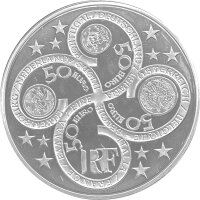 Frankreich 50 Euro 2003 1. Jahrestag des Euro 1000 Gramm Silber - Teilvergoldet