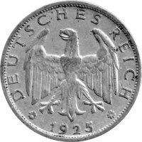 J.319 Weimarer R. 1 Mark 1925-1927 "Umlaufmünze" - Silber