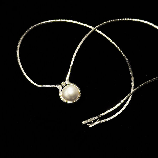 Kette "Perlenzauber" 585/1000 Weißgold 48,5 cm Diamant - Vintage