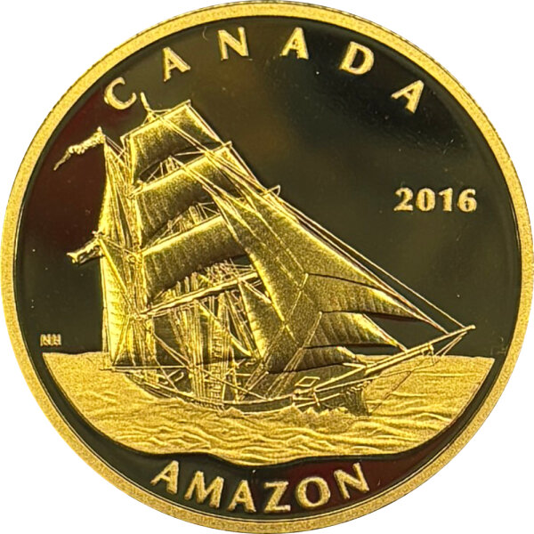 Kanada Tall Ships 2016 Amazon 1 oz Gold - Polierte Platte