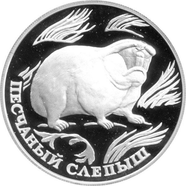 Russland 1 Rubel 1996 - Rote Liste "Sandblindmaus" - 1/2 oz Silber PP