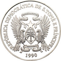 Sao Tome und Principe 1.000 Dobras 1990 I Olympics 1992 - XVI JOGOS OLÍMPICOS DE VERÃO - Silber PP
