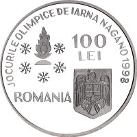 Rumänien 100 Lei 1998 - XXVI.1998 Winter Olympics, Nagano - Silber PP