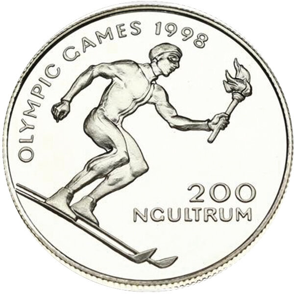 Bhutan 200 Ngultrum 1996 - XVIII. Olympische Winterspiele, Nagano 1998 - Silber PP