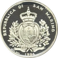 San Marino 1.000 Lire 1994 - Olympische Spiele 1994 in Lillehammer - Silber PP