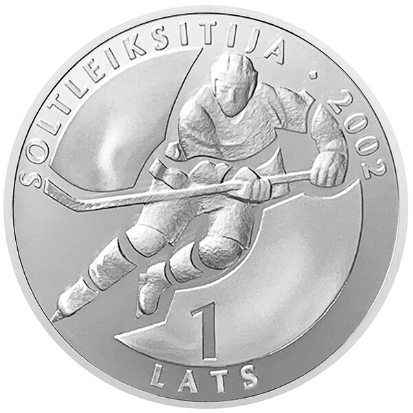 Lettland 1 Lats 2002 - XIX winter Olympic Games, Salt Lake City 2002 - Hockey - Silber PP