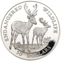 Cook Islands 50 Dollars 1991 - Bedrohte Tierwelt...
