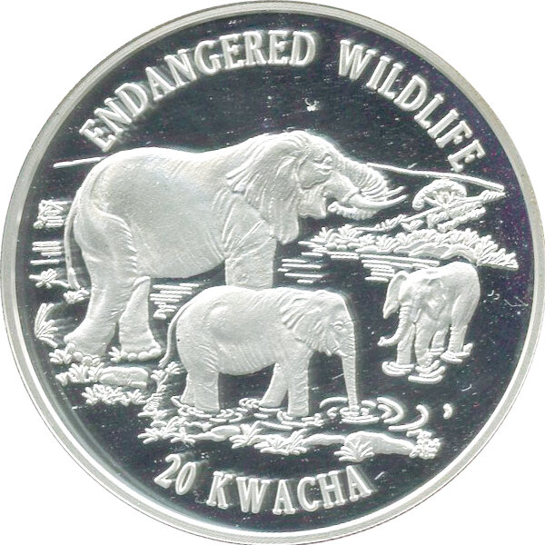 Malawi 20 Kwacha 1996 - Endangered Wildlife - Silber PP