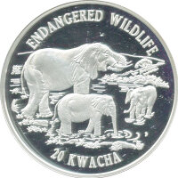 Malawi 20 Kwacha 1996 - Endangered Wildlife - Silber PP